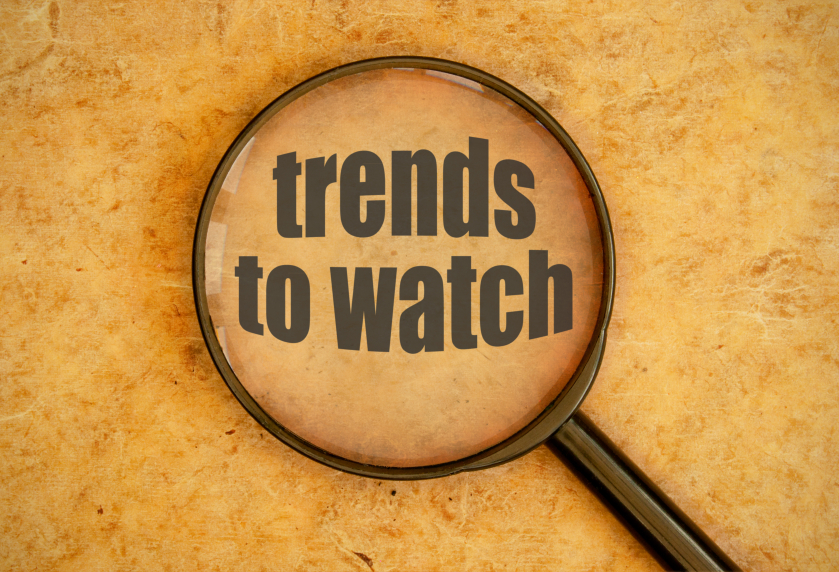 Magnifying glass over trends to watch text