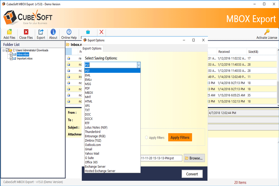 mbox to outlook